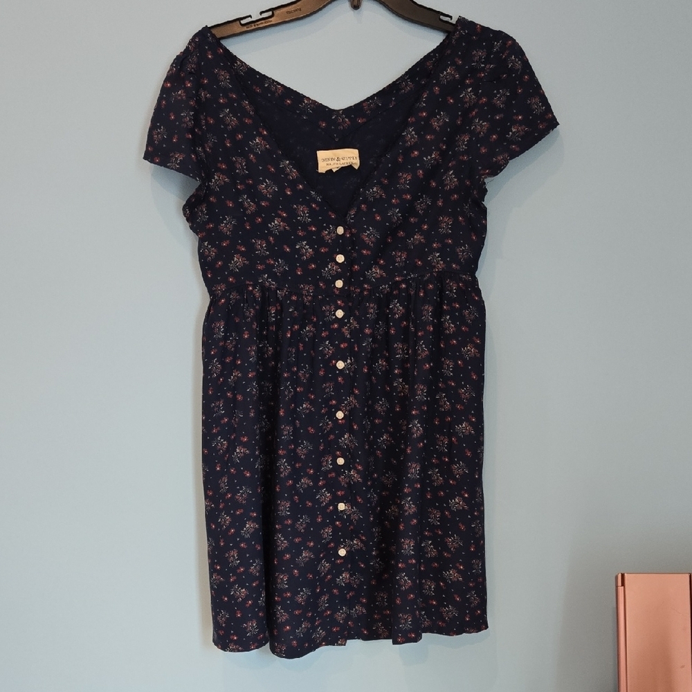 Ralph Lauren WOMENS Floral Navy Baby Doll Dress Small
